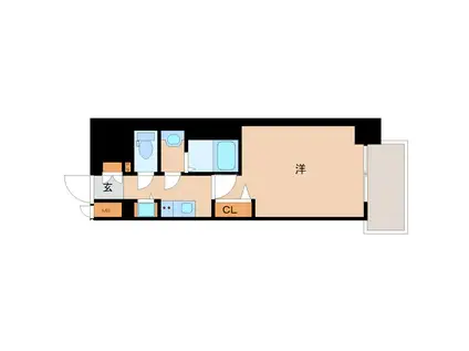 ファーストフィオーレ尼崎グランウエスト(1K/15階)の間取り写真