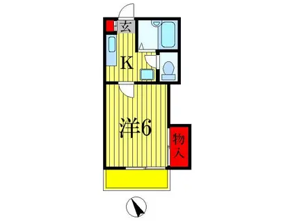 レインボーハイツ(1K/1階)の間取り写真