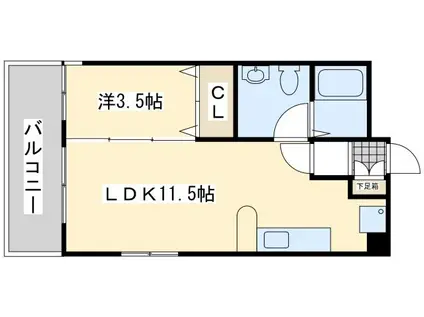 ウイングコア高須(1LDK/2階)の間取り写真