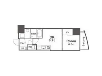 SERENITE堺筋本町SUD(1DK/14階)の間取り写真