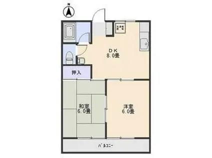 ハイツ寿A(2DK/2階)の間取り写真