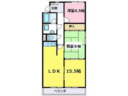 森島コーポラス(2LDK/2階)の間取り写真