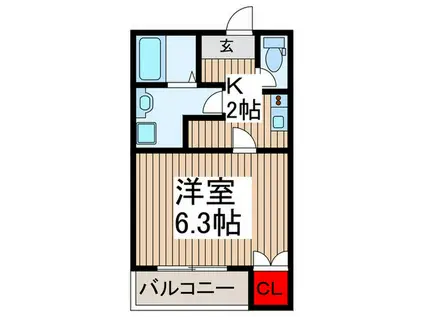 ジーメゾン新狭山ノース(1K/1階)の間取り写真