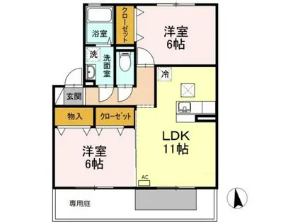 プリマ・クラッセ(2LDK/1階)の間取り写真