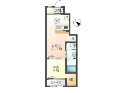 東武東上線 若葉駅 徒歩14分 2階建 築1年(1LDK/1階)の間取り写真