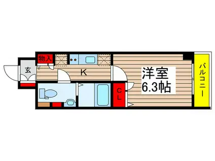 LUXENA勝田台(1K/1階)の間取り写真