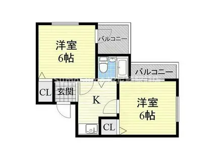 パラツオ姫島(2K/3階)の間取り写真