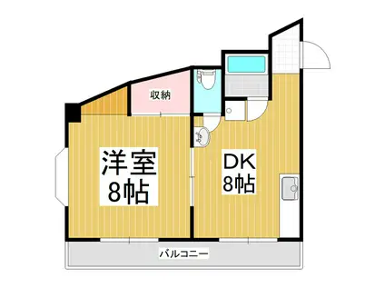 グローリハイツ桐(1DK/2階)の間取り写真