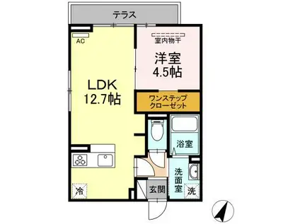 グランドポルト(1LDK/3階)の間取り写真
