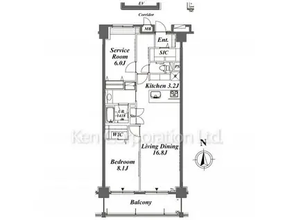 ROYAL PARKS 武蔵小杉(1SLDK/3階)の間取り写真