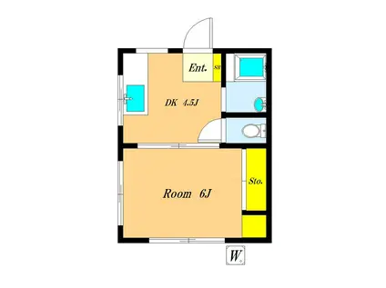 プランタン(1DK/1階)の間取り写真