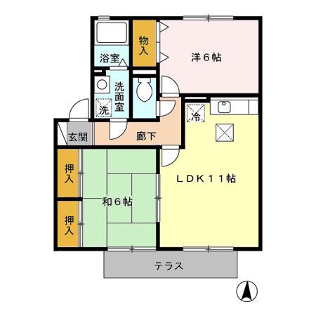 エスポワール(2LDK/1階)の間取り写真