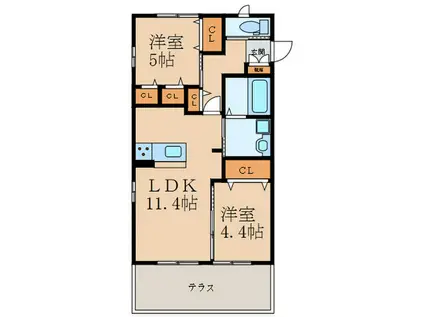 LA GRACIEUSE A棟(2LDK/1階)の間取り写真