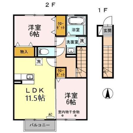 セジュール(2LDK/2階)の間取り写真