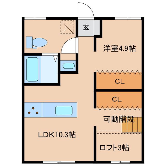CATBOX TADEIKE B棟(2LDK/1階)の間取り写真