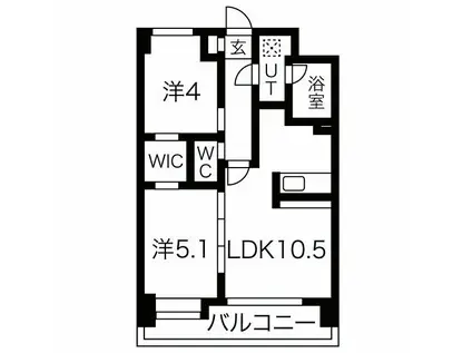 ヒルクレスト水前寺(2LDK/3階)の間取り写真