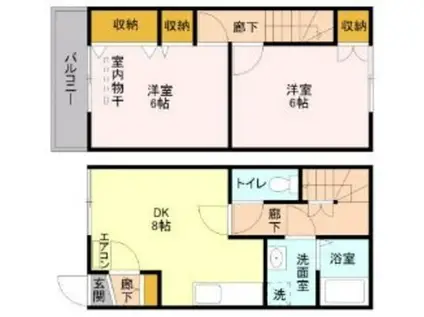 メゾネット・アミ(2LDK/1階)の間取り写真