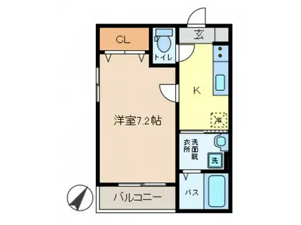 ソラーレ(1K/2階)の間取り写真