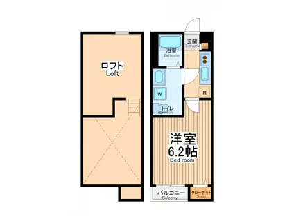 小田急江ノ島線 東林間駅 徒歩10分 2階建 築10年(1K/2階)の間取り写真