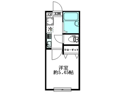 サンソレイユ千歳船橋(1K/2階)の間取り写真