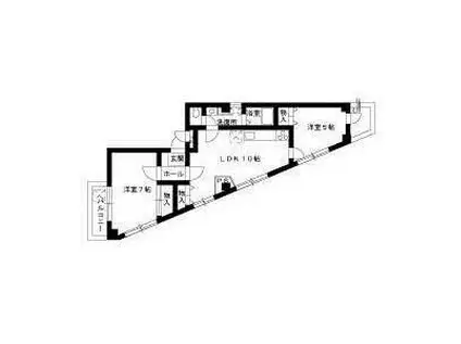 ワイエヌビル(2LDK/2階)の間取り写真