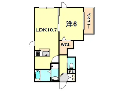 リジエール ドゥ ヴィラージュ(1LDK/2階)の間取り写真