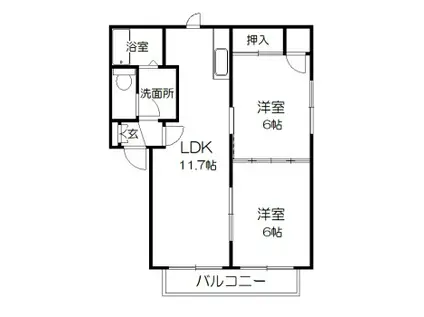 セフィラ加藤B(2LDK/2階)の間取り写真