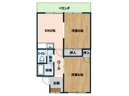 いほりコーポ(2DK/2階)の間取り写真