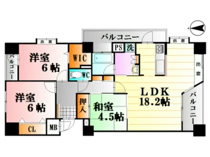 ラフィーヌ牛田本町(3LDK/10階)の間取り写真
