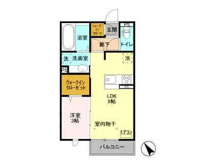 ヴェルドューラ・K(1LDK/1階)の間取り写真