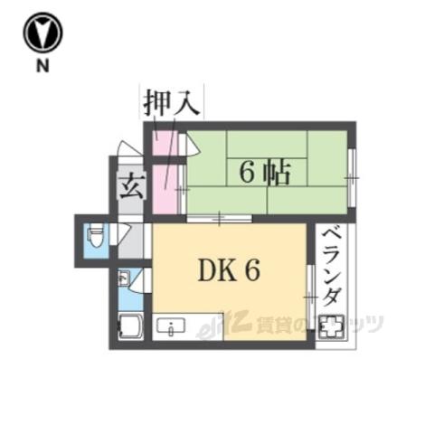 リンサンハイツ(1DK/2階)の間取り写真
