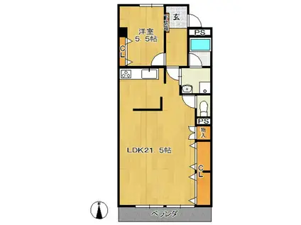 パレス・バン(1LDK/1階)の間取り写真