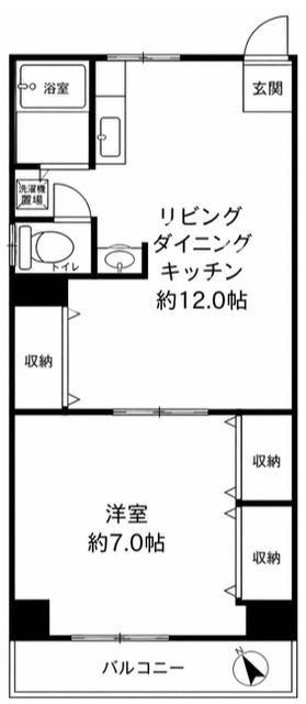 千人町スカイマンション(1LDK/4階)の間取り写真