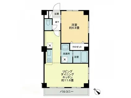 グローリー琴浦(1LDK/2階)の間取り写真