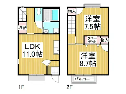 RELIEFCOURT稲田A棟(2LDK/1階)の間取り写真