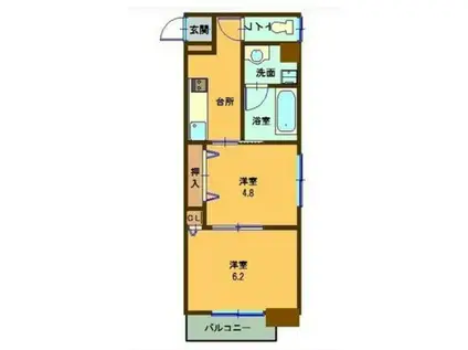 アミスタ―東島田(2K/4階)の間取り写真