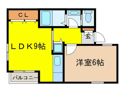 グレース仁川(1LDK/3階)の間取り写真