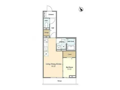 KAGUYA山野町(1LDK/3階)の間取り写真