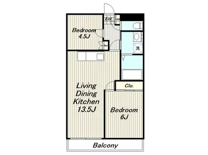 マイコート聖蹟桜ヶ丘(2LDK/2階)の間取り写真