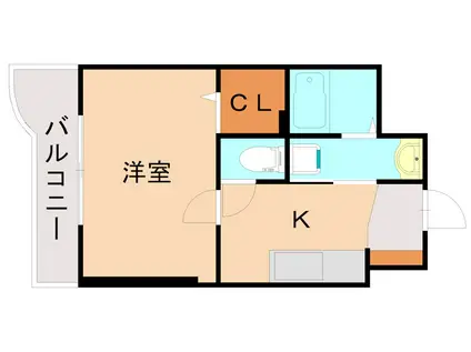 ボニート到津(1K/1階)の間取り写真