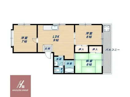 サニーハイツ(3LDK/3階)の間取り写真