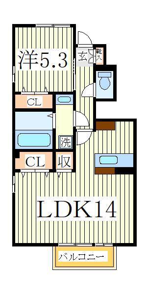 メゾンリッシュC(1LDK/1階)の間取り写真