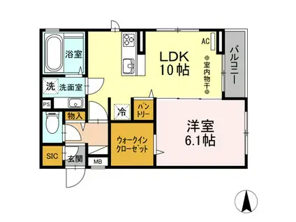 サン・ヒルズ(1LDK/2階)の間取り写真
