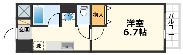 ジュネス京口(1K/2階)の間取り写真