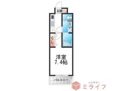 レクシア平野(1K/6階)の間取り写真