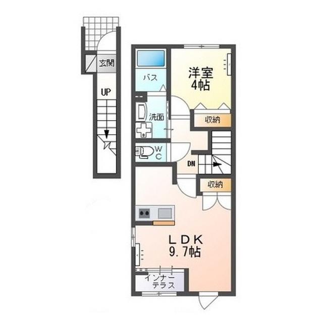 フロントアイランドI(1LDK/2階)の間取り写真