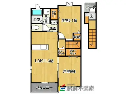 ピュアハイツII(2LDK/2階)の間取り写真