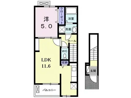 サンライズ(1LDK/2階)の間取り写真