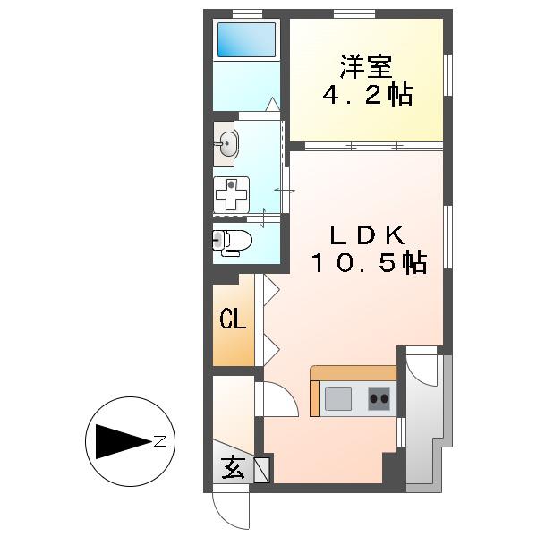 DEVELD菊井(1LDK/3階)の間取り写真