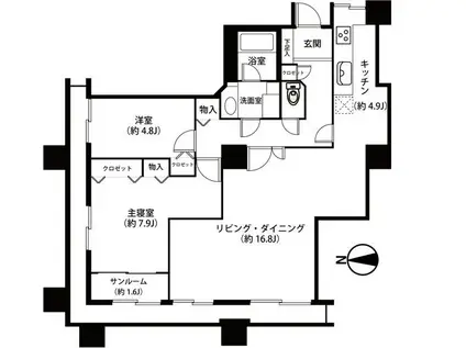 西戸山タワーホウムズノースタワ(2LDK/7階)の間取り写真